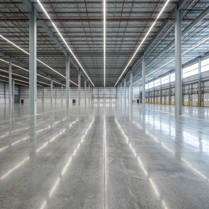 Piso de concreto em centro de distribuição